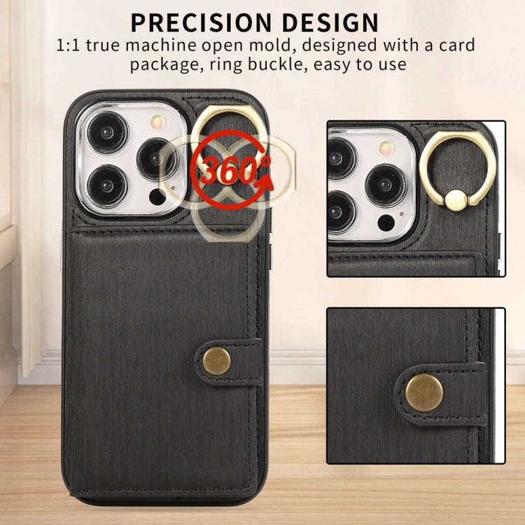 Brushed Texture Wallet Ring Holder Phone Case, For iPhone 13 Pro, For iPhone 13, For iPhone 12 / ...