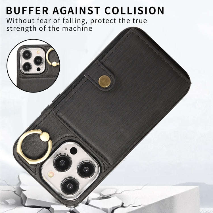 Brushed Texture Wallet Ring Holder Phone Case, For iPhone 13 Pro, For iPhone 13, For iPhone 12 / ...