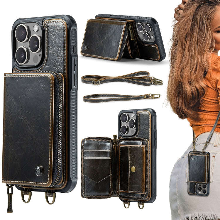 JEEHOOD C22 Series Zipper Wallet Leather Phone Case with Dual Lanyard, For iPhone 17 Pro Max, For...