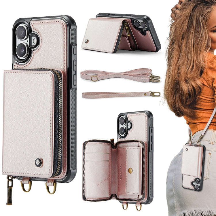 JEEHOOD C22 Series Zipper Wallet Leather Phone Case with Dual Lanyard, For iPhone 17 Pro Max, For...
