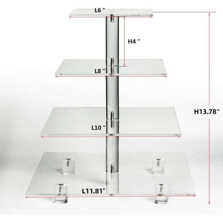 YX065 4 Tier Acrylic Square Cupcake Stand, YX065