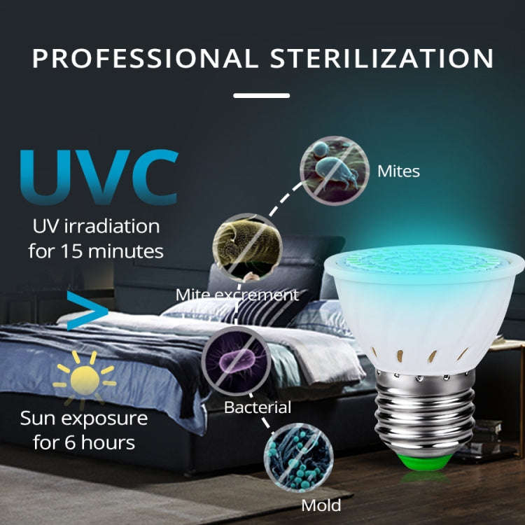 UVC Ozone Sterilizer Germicidal Disinfection Lamp, E27 110V 72 LEDs Lamp Cup Style