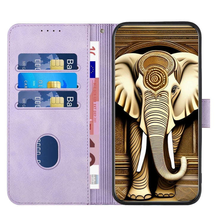 YX0060 Elephant Head Embossed Phone Leather Case with Lanyard, For iPhone 15, For iPhone 14 Plus,...