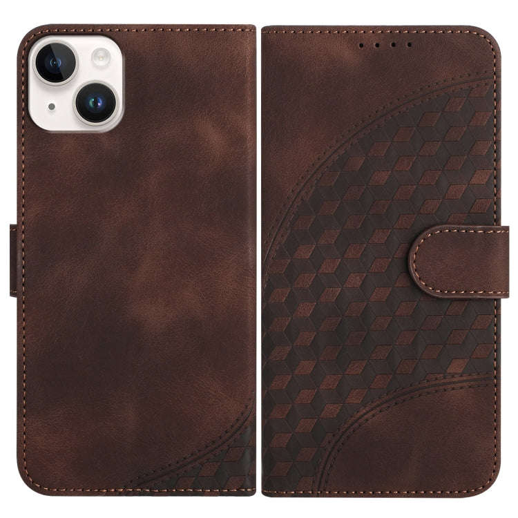 YX0060 Elephant Head Embossed Phone Leather Case with Lanyard, For iPhone 15, For iPhone 14 Plus,...
