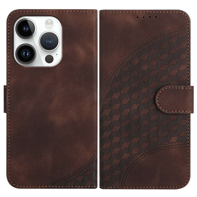 YX0060 Elephant Head Embossed Phone Leather Case with Lanyard, For iPhone 15, For iPhone 14 Plus,...