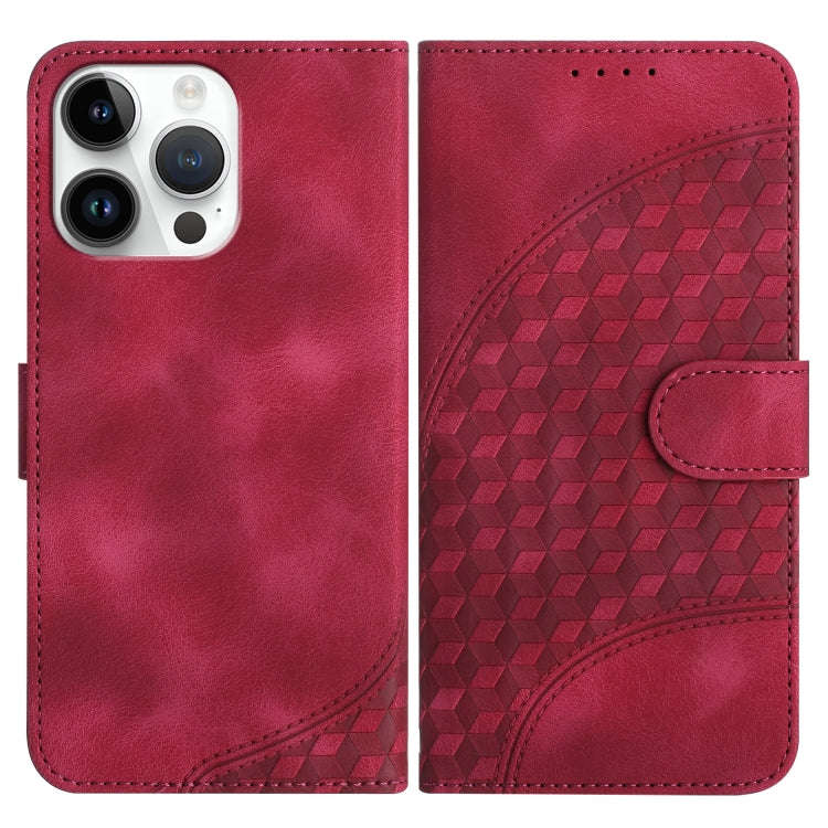 YX0060 Elephant Head Embossed Phone Leather Case with Lanyard, For iPhone 15, For iPhone 14 Plus,...