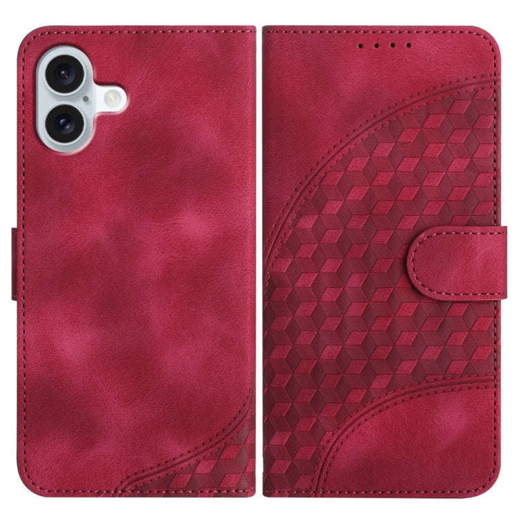 YX0060 Elephant Head Embossed Phone Leather Case with Lanyard, For iPhone 16 Pro, For iPhone 16 P...