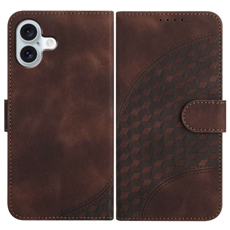 YX0060 Elephant Head Embossed Phone Leather Case with Lanyard, For iPhone 16 Pro, For iPhone 16 P...