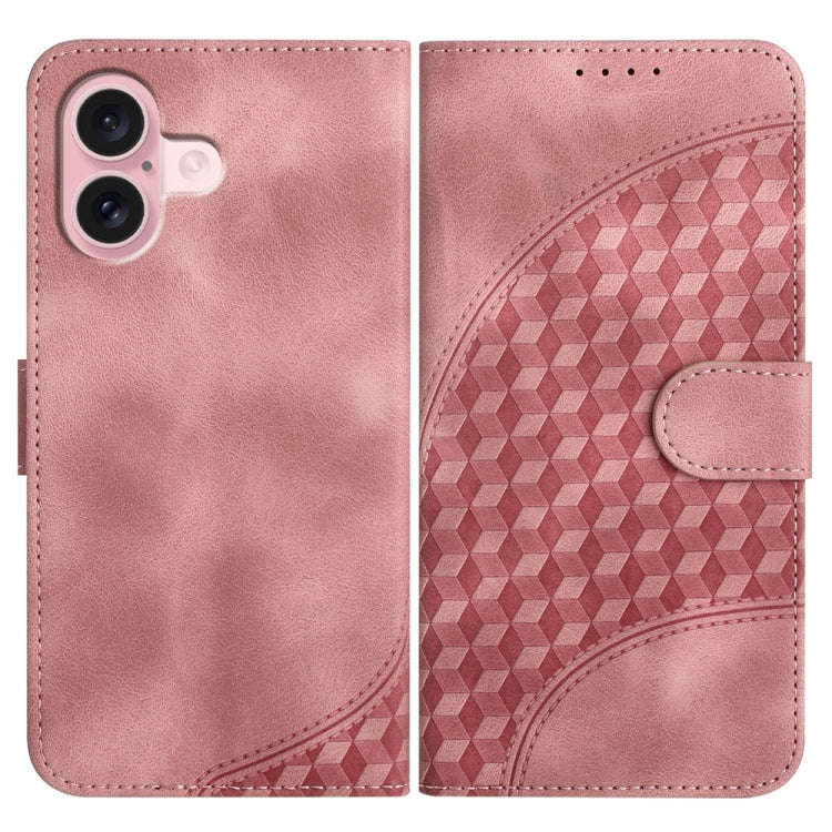 YX0060 Elephant Head Embossed Phone Leather Case with Lanyard, For iPhone 16 Pro, For iPhone 16 P...