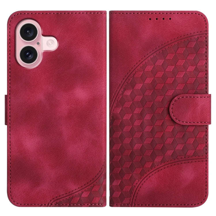 YX0060 Elephant Head Embossed Phone Leather Case with Lanyard, For iPhone 16 Pro, For iPhone 16 P...