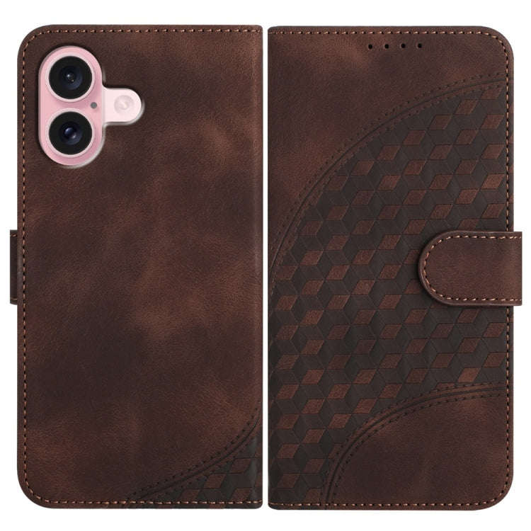YX0060 Elephant Head Embossed Phone Leather Case with Lanyard, For iPhone 16 Pro, For iPhone 16 P...