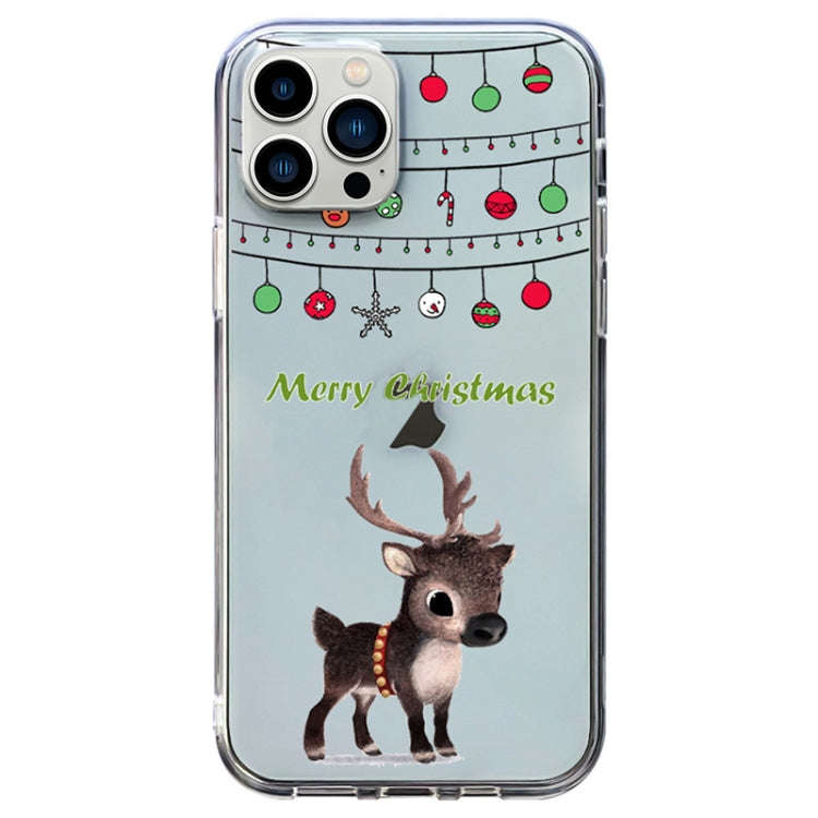 Christmas Colored Drawing Pattern High Transparent Soft TPU Phone Case, For iPhone 13 Pro, For iP...