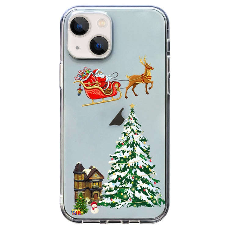Christmas Colored Drawing Pattern High Transparent Soft TPU Phone Case, For iPhone 13 Pro, For iP...