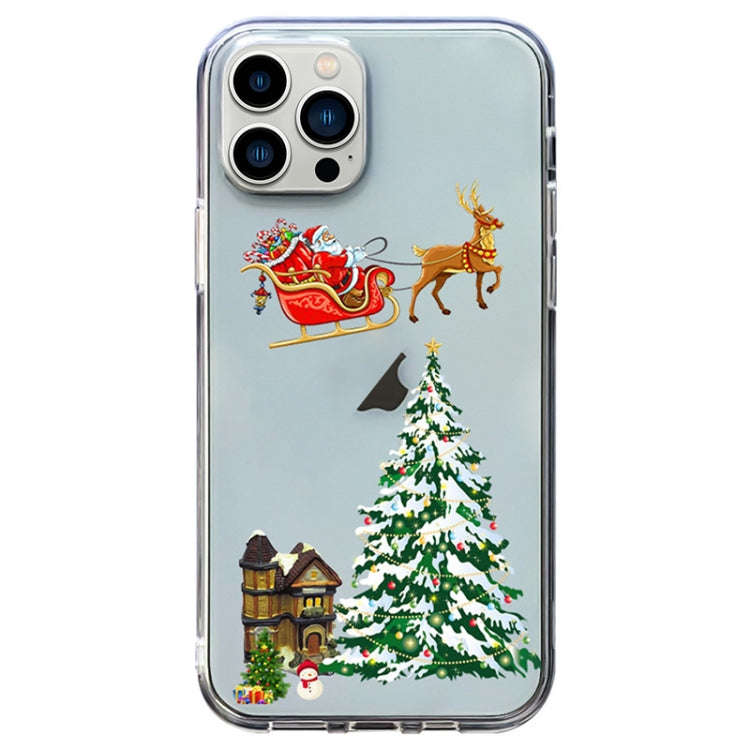 Christmas Colored Drawing Pattern High Transparent Soft TPU Phone Case, For iPhone 13 Pro, For iP...