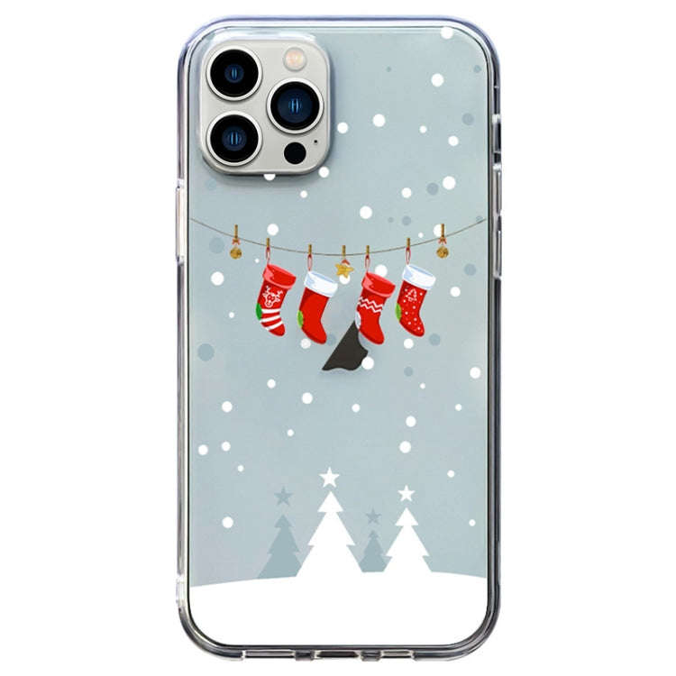 Christmas Colored Drawing Pattern High Transparent Soft TPU Phone Case, For iPhone 13 Pro, For iP...