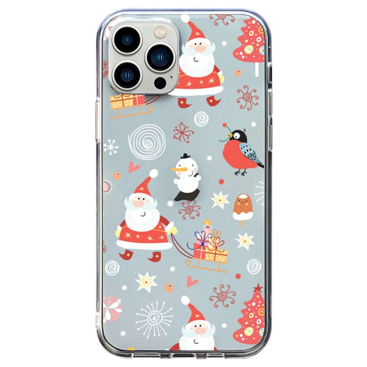 Christmas Colored Drawing Pattern High Transparent Soft TPU Phone Case, For iPhone 15 Pro Max, Fo...
