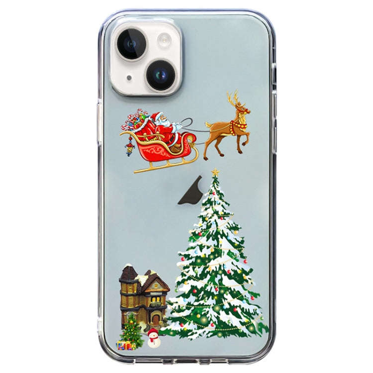 Christmas Colored Drawing Pattern High Transparent Soft TPU Phone Case, For iPhone 15 Pro Max, Fo...