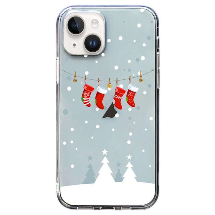 Christmas Colored Drawing Pattern High Transparent Soft TPU Phone Case, For iPhone 15 Pro Max, Fo...