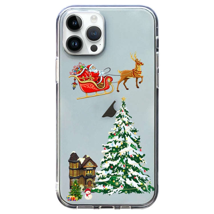 Christmas Colored Drawing Pattern High Transparent Soft TPU Phone Case, For iPhone 15 Pro Max, Fo...