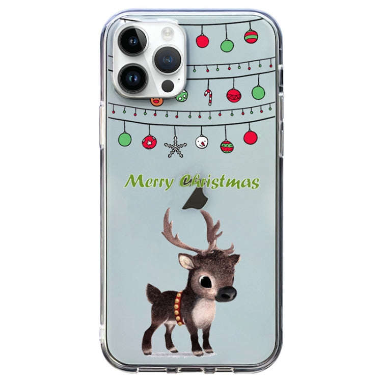 Christmas Colored Drawing Pattern High Transparent Soft TPU Phone Case, For iPhone 15 Pro Max, Fo...