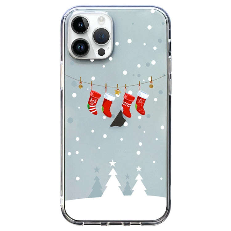Christmas Colored Drawing Pattern High Transparent Soft TPU Phone Case, For iPhone 15 Pro Max, Fo...