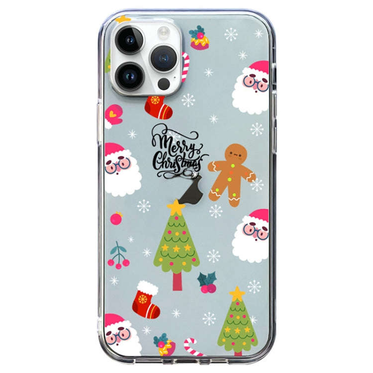 Christmas Colored Drawing Pattern High Transparent Soft TPU Phone Case, For iPhone 15 Pro Max, Fo...