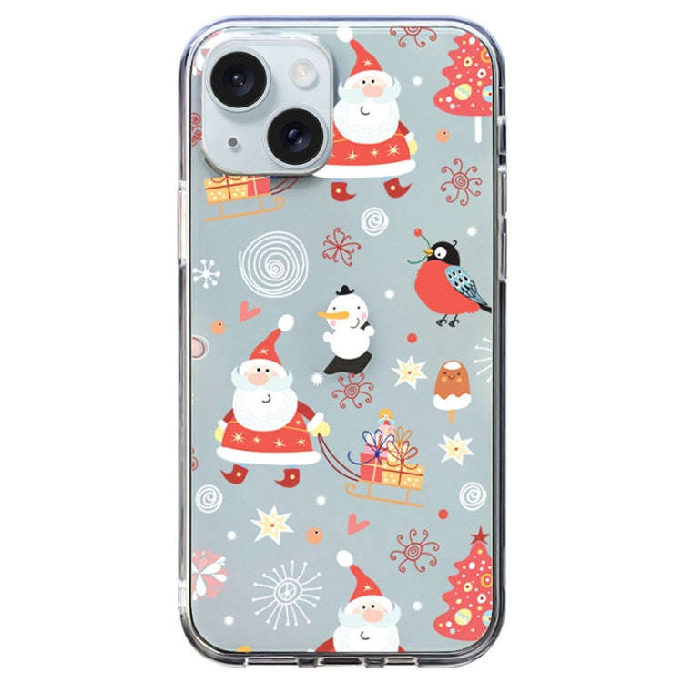 Christmas Colored Drawing Pattern High Transparent Soft TPU Phone Case, For iPhone 15 Pro Max, Fo...