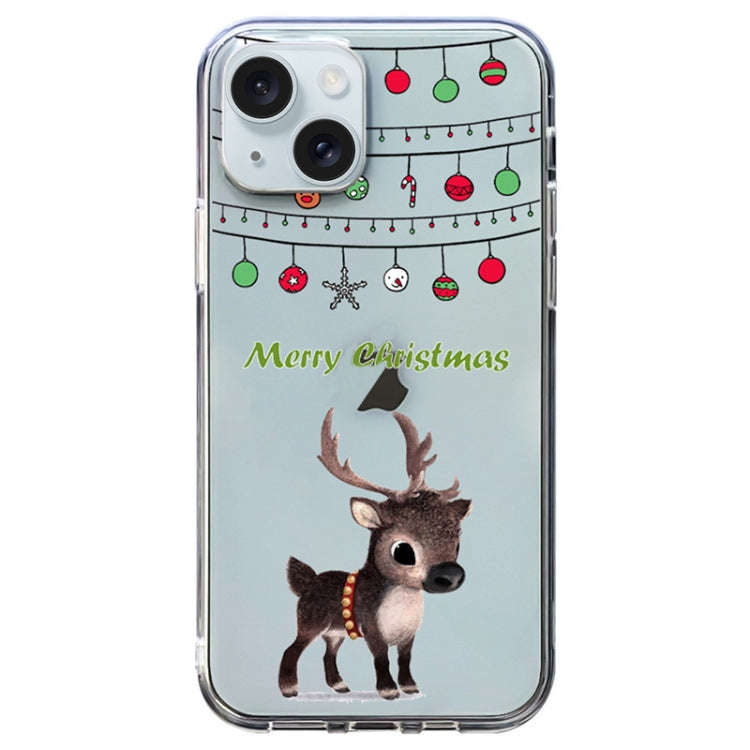 Christmas Colored Drawing Pattern High Transparent Soft TPU Phone Case, For iPhone 15 Pro Max, Fo...