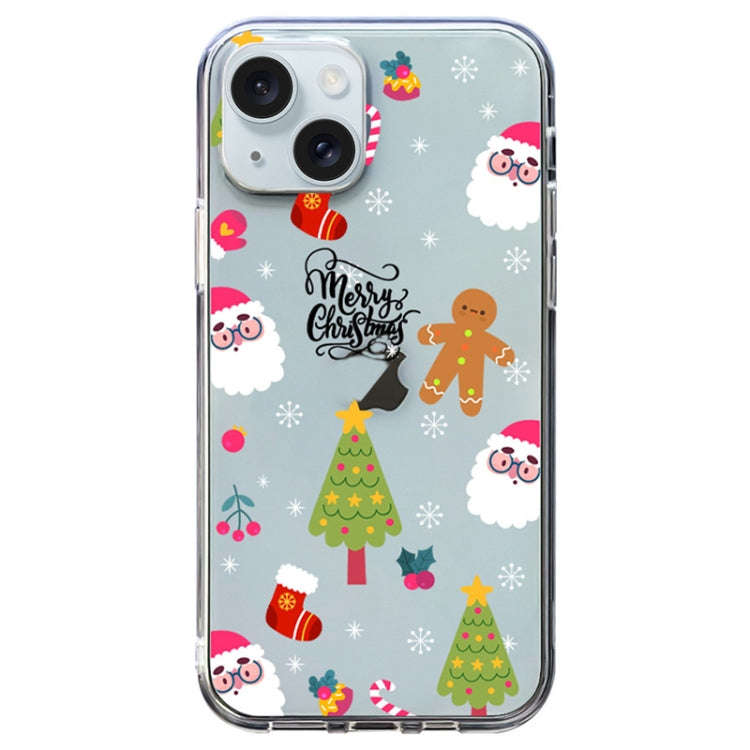 Christmas Colored Drawing Pattern High Transparent Soft TPU Phone Case, For iPhone 15 Pro Max, Fo...