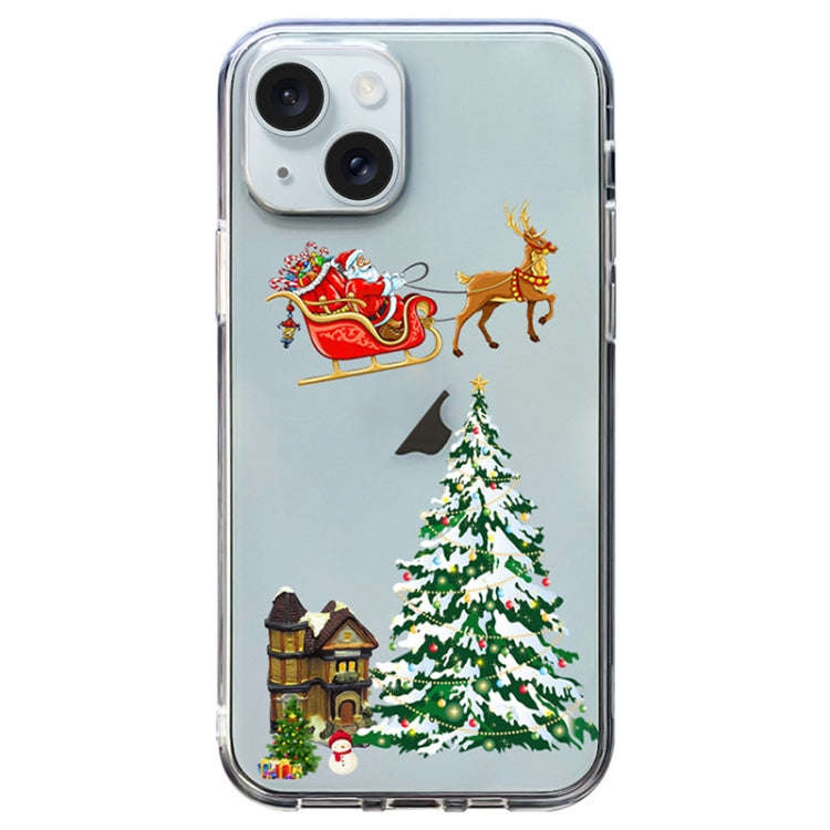 Christmas Colored Drawing Pattern High Transparent Soft TPU Phone Case, For iPhone 15 Pro Max, Fo...