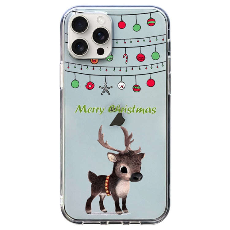 Christmas Colored Drawing Pattern High Transparent Soft TPU Phone Case, For iPhone 15 Pro Max, Fo...