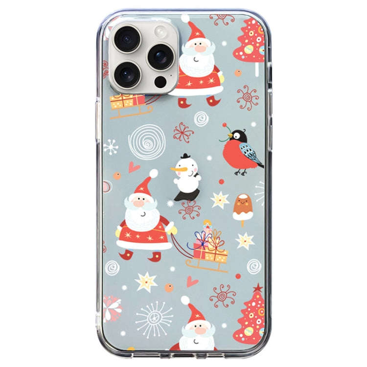 Christmas Colored Drawing Pattern High Transparent Soft TPU Phone Case, For iPhone 15 Pro Max, Fo...