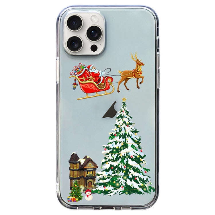 Christmas Colored Drawing Pattern High Transparent Soft TPU Phone Case, For iPhone 15 Pro Max, Fo...