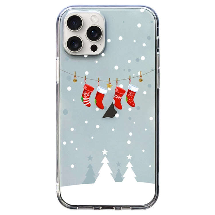 Christmas Colored Drawing Pattern High Transparent Soft TPU Phone Case, For iPhone 15 Pro Max, Fo...