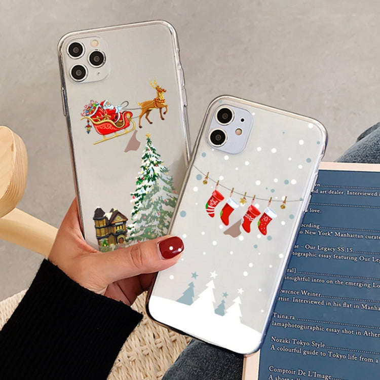 Christmas Colored Drawing Pattern High Transparent Soft TPU Phone Case, For iPhone 11 Pro