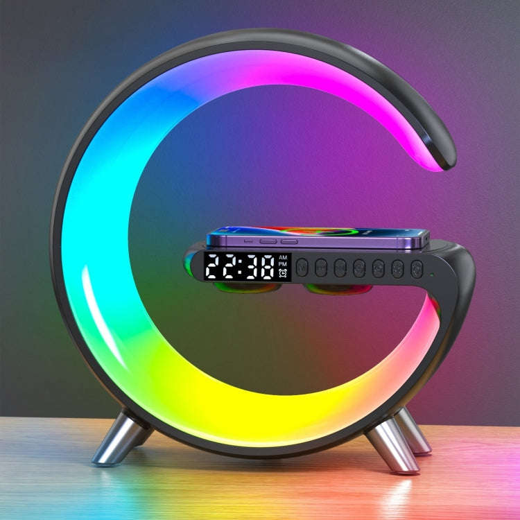 N69-1 Smart Bluetooth Speaker with Wireless Charger & Alarm Clock & Ambient Light, Support APP, W...