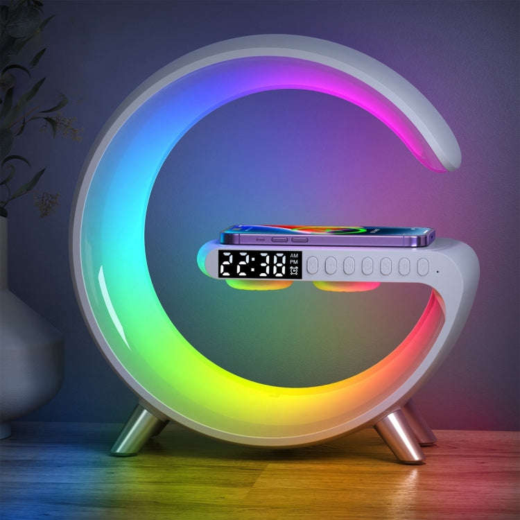 N69-1 Smart Bluetooth Speaker with Wireless Charger & Alarm Clock & Ambient Light, Support APP, W...
