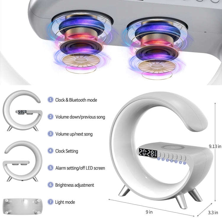 N69-1 Smart Bluetooth Speaker with Wireless Charger & Alarm Clock & Ambient Light, Support APP, W...
