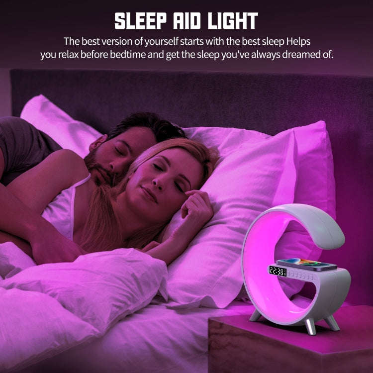 N69-1 Smart Bluetooth Speaker with Wireless Charger & Alarm Clock & Ambient Light, Support APP, W...