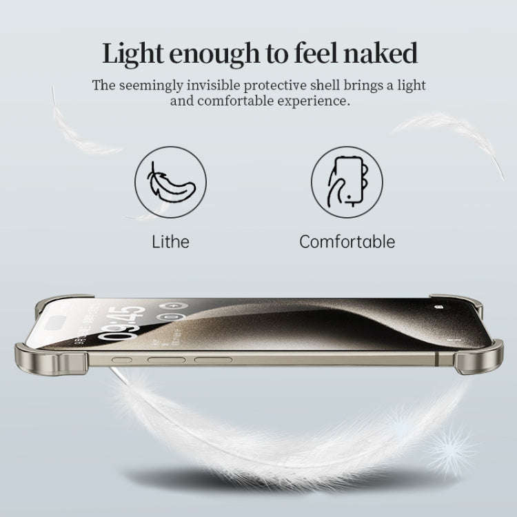 Frameless Metal Corner Pad Phone Case with Lens Film, For iPhone 13 Pro, For iPhone 13