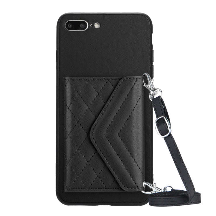 Rhombic Texture Card Bag RFID Phone Case with Long Lanyard, For iPhone 12 mini, For iPhone 11 Pro...