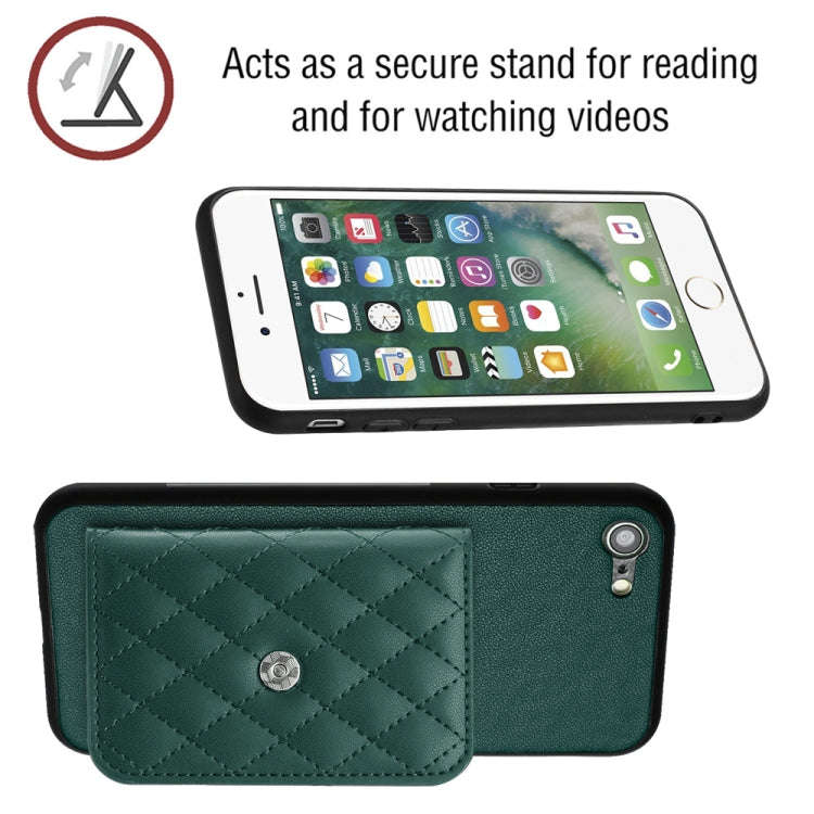 Rhombic Texture Card Bag RFID Phone Case with Long Lanyard, For iPhone SE 2022 / SE 2020, For iPh...