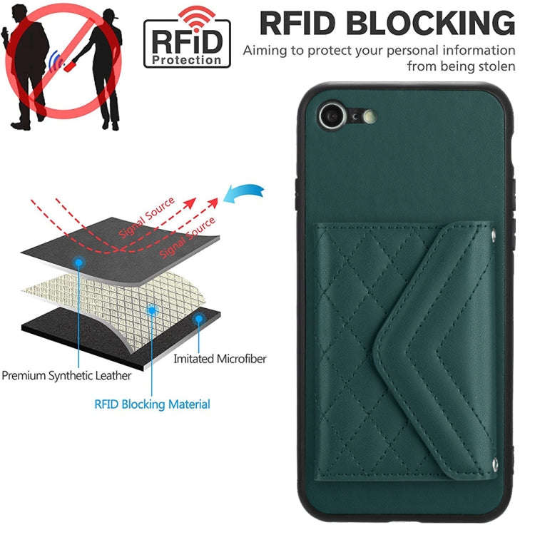 Rhombic Texture Card Bag RFID Phone Case with Long Lanyard, For iPhone SE 2022 / SE 2020, For iPh...