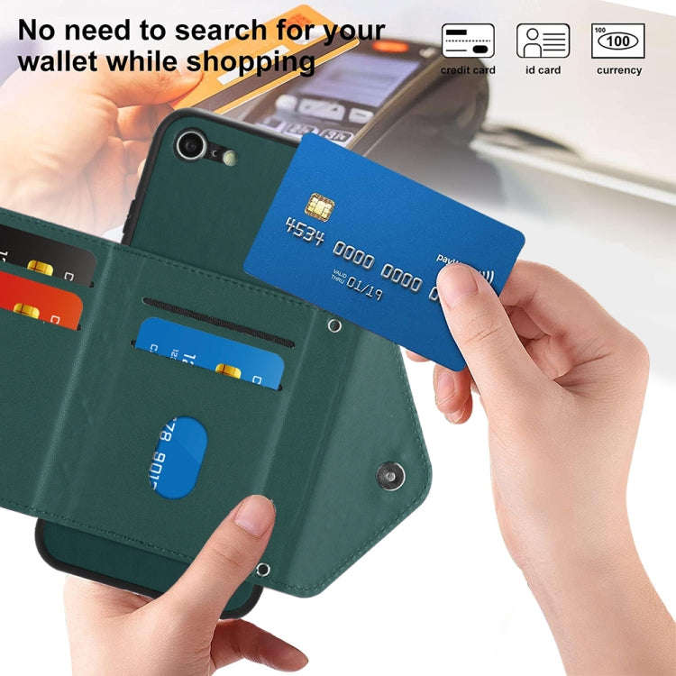 Rhombic Texture Card Bag RFID Phone Case with Long Lanyard, For iPhone SE 2022 / SE 2020, For iPh...