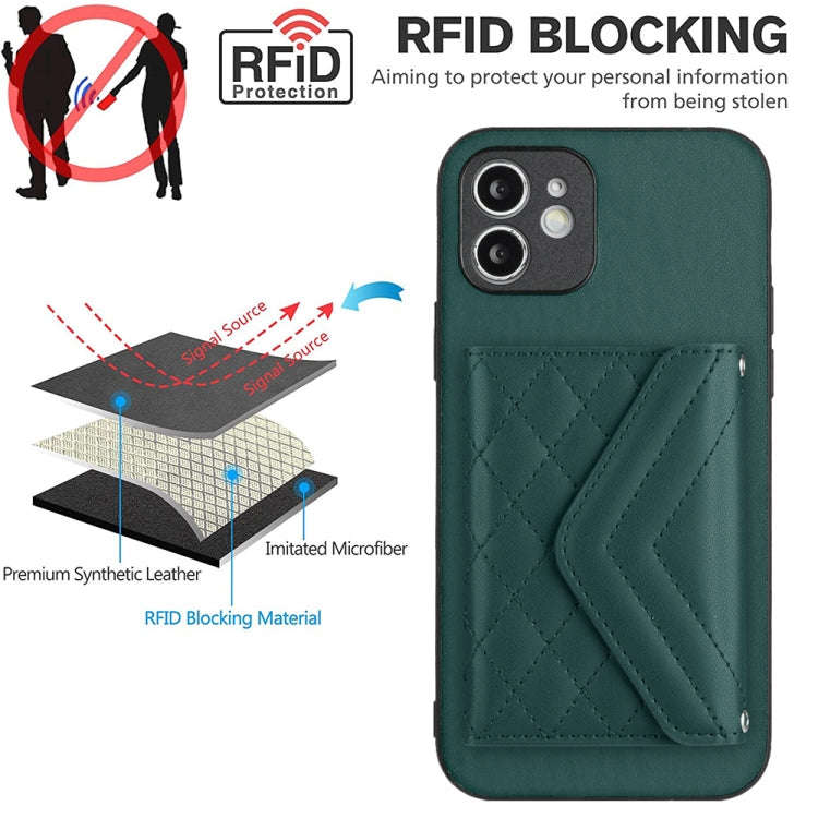 Rhombic Texture Card Bag RFID Phone Case with Long Lanyard, For iPhone 12 mini, For iPhone 11 Pro...