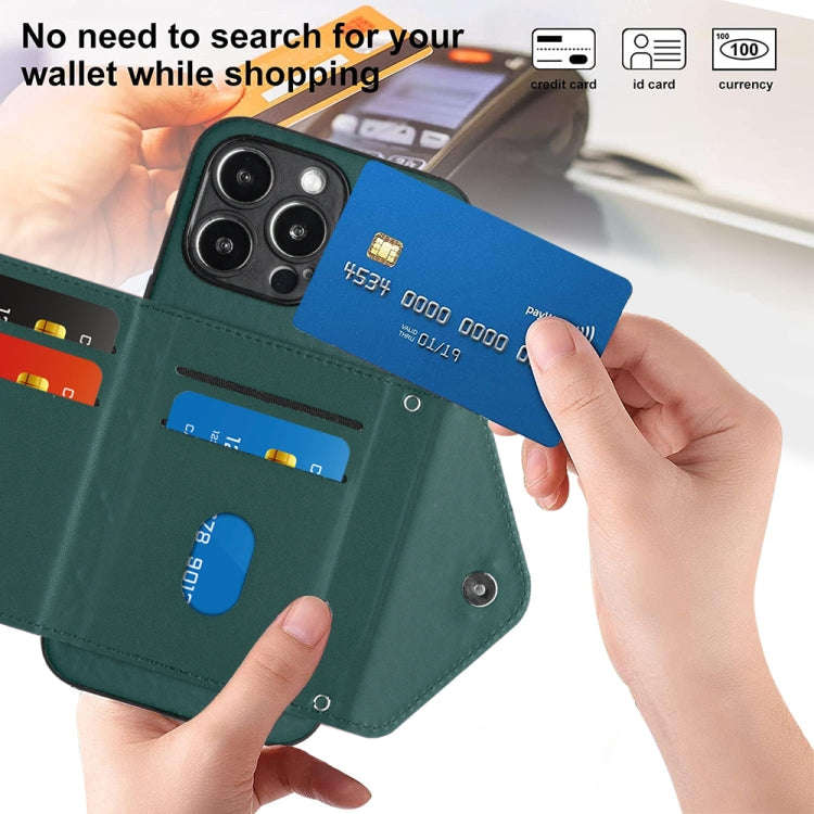 Rhombic Texture Card Bag RFID Phone Case with Long Lanyard, For iPhone 15 Pro Max, For iPhone 15 ...