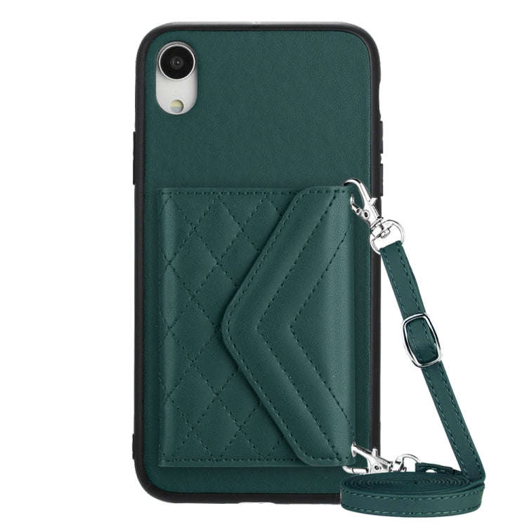 Rhombic Texture Card Bag RFID Phone Case with Long Lanyard, For iPhone 12 mini, For iPhone 11 Pro...