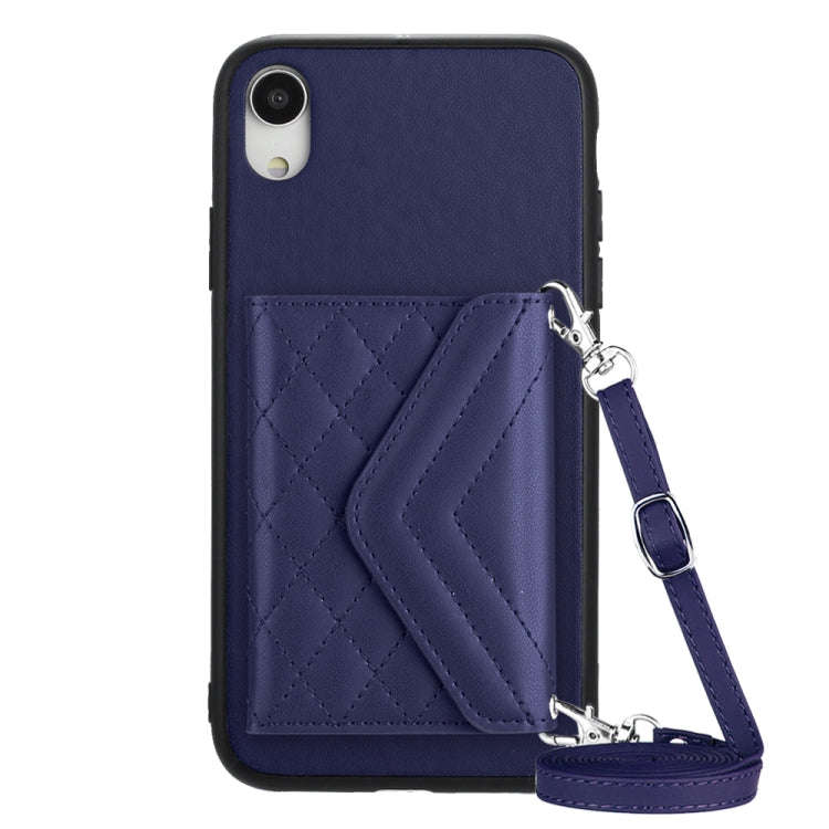 Rhombic Texture Card Bag RFID Phone Case with Long Lanyard, For iPhone 12 mini, For iPhone 11 Pro...