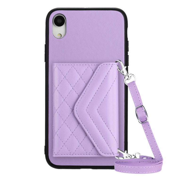 Rhombic Texture Card Bag RFID Phone Case with Long Lanyard, For iPhone 12 mini, For iPhone 11 Pro...