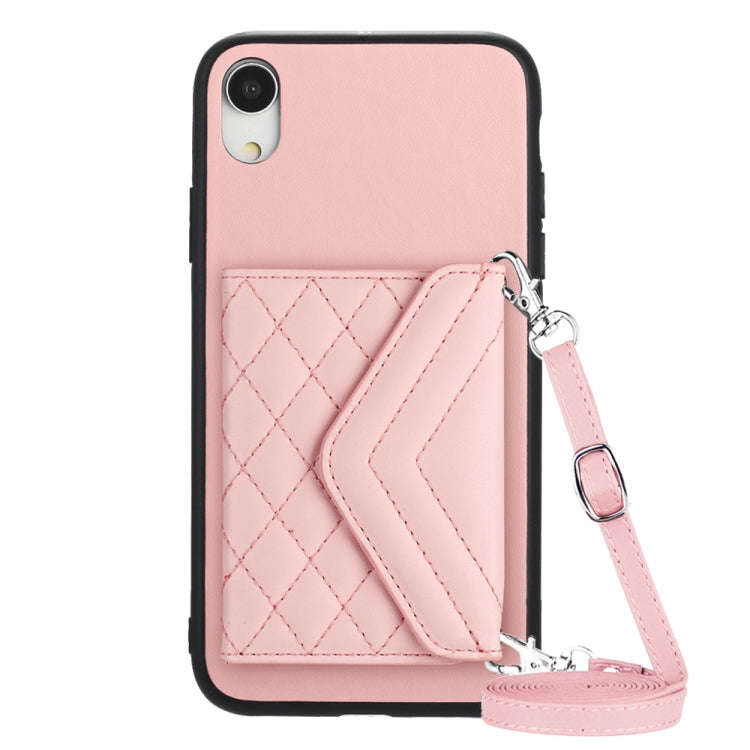 Rhombic Texture Card Bag RFID Phone Case with Long Lanyard, For iPhone 12 mini, For iPhone 11 Pro...
